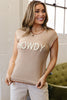 Parchment Contrast Trim Short Sleeve Knit HOWDY Western Sweater