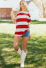 Racing Red Striped Color Block Oversize Tunic Tee