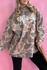 Multicolour Camo Print Howdy Western Style Baggy Pullover Sweatshirt