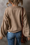 Evergreen Pearled Drop Shoulder Round Neck Sweater