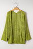 Spinach Green Oversize Crochet Knit Open Cardigan
