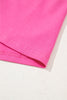 Bright Pink Pearl Beaded Drop Shoulder Crewneck T Shirt