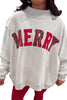 Blackish Green MERRY Embroidered Letter High Neck Tunic Pullover Sweatshirt