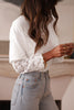 White Lace Long Sleeve Insert Drop Shoulder Tee