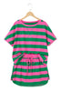 Rose Stripe Dolman Tee Drawstring Skort Athletic 2pcs Set