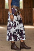 Brown Abstract Print Western Long Metal Zip-Up Waist Daily Wear Skirt
