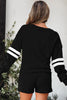 Black Varsity Striped Sleeve Drop Shoulder Sweatshirt and Short Set