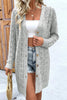 Gray Hollow Out Buttons Front Long Cardigan