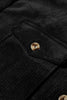 Black Corduroy Flap Pocket Button Up Shacket