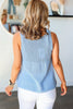 Beau Blue Horizontal Ribbing Patchwork Swing Sweater Tank