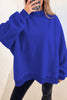 Black Oversize Drop Shoulder Reversible Mock Neck Sweatshirt