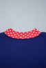 Tomato Red Polka Dot Letter Print Contrast Trim Mock Neck Sweatshirt