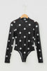 Black Vintage Polka Dot Print Mesh Long Sleeve Bodysuit