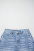 Beau Blue Acid Wash Raw Hem Denim Shorts