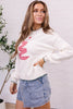 Racing Red Stitched Detail Christmas Tree Holiday Casual Sweater