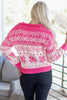 Rose Red Christmas Snowflake Quarter Zip Collard Sweater