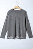 Black Twist Ribbed Exposed Seam Detail Long Sleeve Loose Top