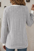 Gray Ribbed Contrast Cuffed Round Neck Long Sleeve T Shirt