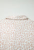 Beige Leopard Zip Polo Top 2pcs Short Set