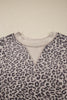 Khaki Leopard Print Patchwork Crew Neck Sweatshirt