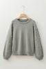 Light Grey Pearled Drop Shoulder Round Neck Sweater