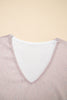 Light Pink V Neck Sequin Plisse Long Sleeve Blouse