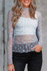 Ashleigh Blue Sheer Floral Lace Long Sleeve Slim Fit Top