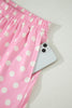 Green Polka Dot Print Color Block Trim Mock Neck Short Set
