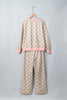 Pink Polka Dot Contrast Trim Long Sleeve Top Drawstring Shift Pants Set