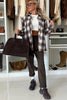 Dark Brown Flanel Plaid Single Chest Pocket Boyfriend Shacket