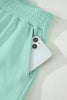 Light Pink Solid Color Exposed Seam Mock Neck Oversize Tee Casual Shorts 2pcs Outfit