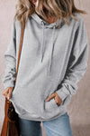 Black Fleece Lined Kangaroo Pocket Drawstring Chunky Hoodie