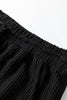 Black MERRY Corded Long Sleeve Top and Pockets Pants Set