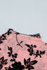 Gossamer Pink Retro Floral Print Mesh Long Sleeve Pullover Blouse