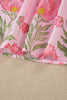 Pink Sweet Blooms Ruffle Striped Trim Puff Sleeve Shirt