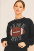 Black GAME DAY Rugby Football Graphic Pullover and Shorts Casual Outfit