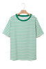 Green Stripe Plus Size St Patricks Day Round Neck T Shirt