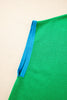 Green Contrast Trim Round Neck Short Sleeve Loose Knit Sweater