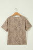 Khaki Leopard Retro Studded Star Patch Loose Tee
