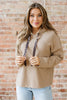 Casual Thermal Textured Lace Drawstring Baggy Hoodie