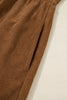 Camel Corduroy Full Buttoned Collared Shirt Style Plus Size Dress