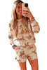 Beige Western Print Loose Fit Long Sleeve Top Short Set