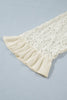 White Sheer Lace Long Sleeve Ruffle Trim Loose Blouse