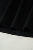 Black Color Block Denim Patchwork Button Polo Collar Short Sleeve Top