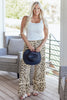 Khaki Leopard Wide Leg Cropped Pants
