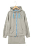 Smoke Green Contrast Trim Zip Up Sporty Jacket Drawstring Mini Skort 2pcs Set