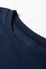 Navy Blue Varsity Striped Sleeve Drop Shoulder Sweatshirt and Short Set