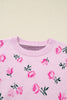 Delicacy Sweet Floral Print Drop Shoulder Cropped Sweater