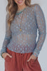 Ashleigh Blue Sheer Floral Lace Long Sleeve Slim Fit Top
