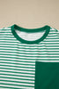 Sky Blue Stripe Crew Neck Tee Drawstring Waist Cropped Pants Set